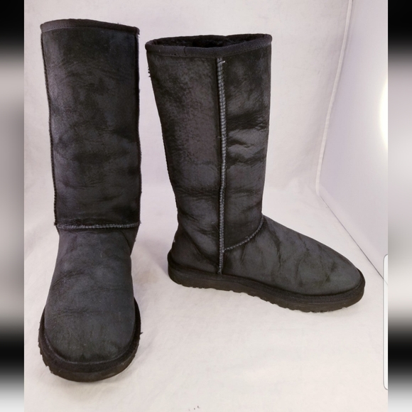 UGG AUSTRALIA 5815 CLASSIC TALL BOOTS BLACK SUEDE WOMEN SIZE 37/6 - Picture 5 of 10